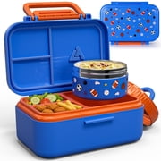 Bento Lunch Box 1283ML/ 43 oz, 3 Compartment Lunch Box with 391 ML/ 13 oz Thermal Food Jar and Ice Pack, Airtight Bento