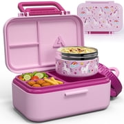 Bento Lunch Box 1283ML/ 43 oz, 3 Compartment Lunch Box with 391 ML/ 13 oz Thermal Food Jar and Ice Pack, Airtight Bento