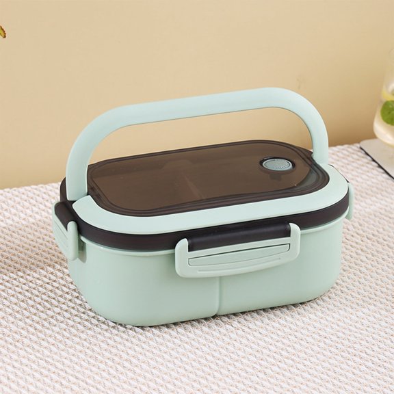 Bento Lunch Bag,Double-Layer Bento Box Compartmentalized Lunch Box Microwave-Specific Adults and Office Worker Meal Box,Green