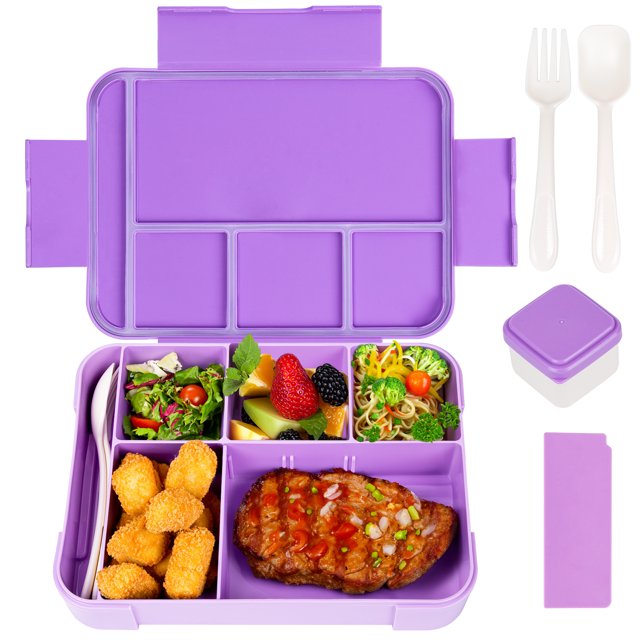 Boîte Bento 1330ml Avec 6 Compartiments - Étanche, Sans BPA - Compatible Micro-ondes & Lave-vaisselle - Pour École, Travail, Pique-nique