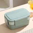 thumbnail image 1 of Bento Lunch Box 1500ml | Leak Proof Food Storage Container | Microwaveable Plastic Meal Prep Organizer | Multi Compartment Adult Lunchbox | Blue Green Brown | 20.5x13.5x10cm | 1 Piece, 1 of 6