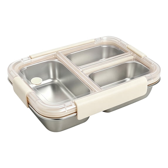 Bento Lunch Box, 3 Compartment 304 Stainless Steel Food Storage Container with Lid, Portable Meal Prep Box for Work Travel, Divided Lunch Container for Everyday Dining