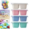 thumbnail image 1 of Bento Lunch Box, 4 Compartment Snack Containers, Divided Snack Box, Meal Prep Lunch Containers For Kids/Toddle/Adults, Food Storage Containers for School, Work and Travel (4 Pcs) 6.69x5.98x2.17", 1 of 7