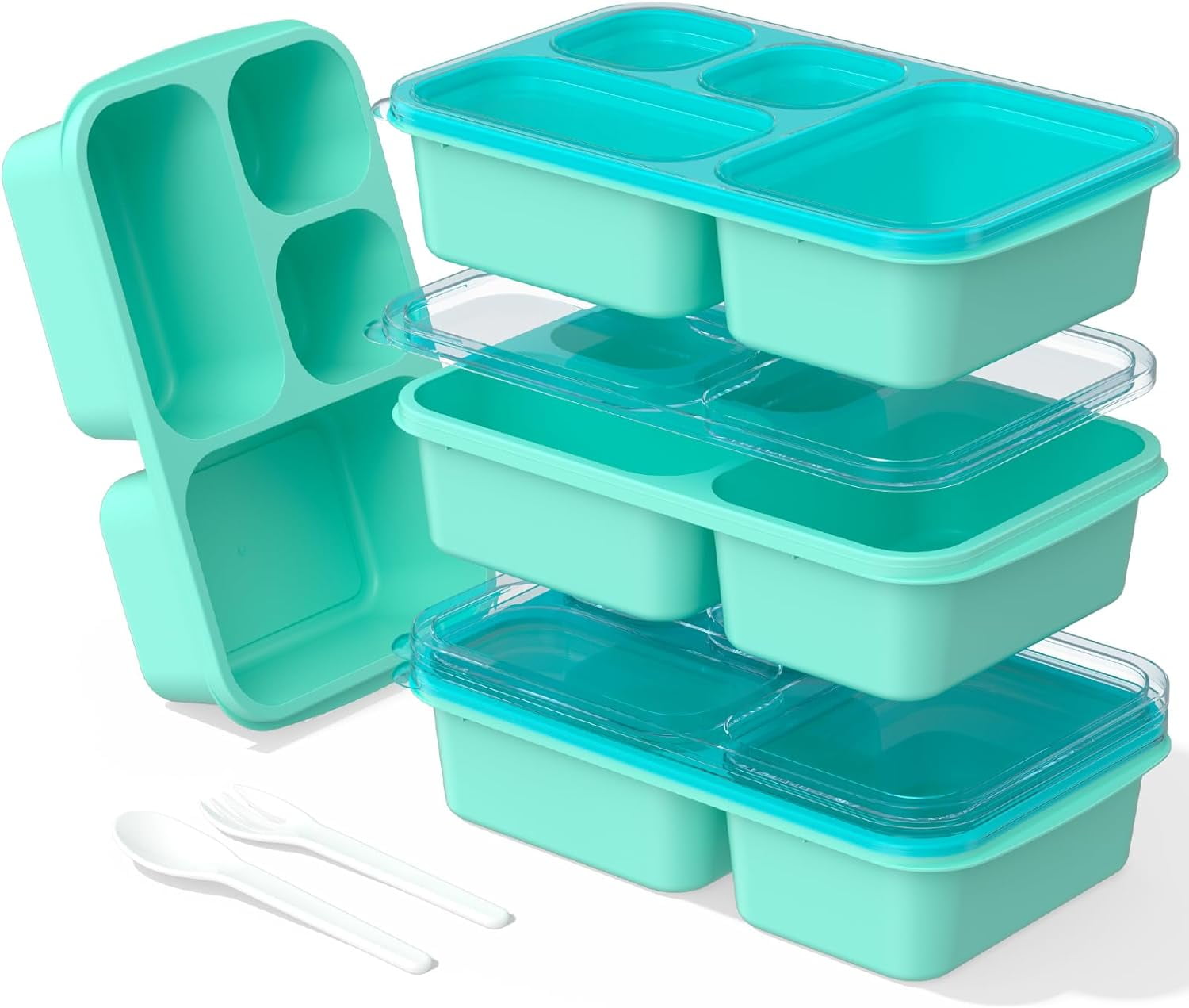 Bento Lunch Box - 4 Pack, 4-Compartment Meal Prep Containers, Adult ...