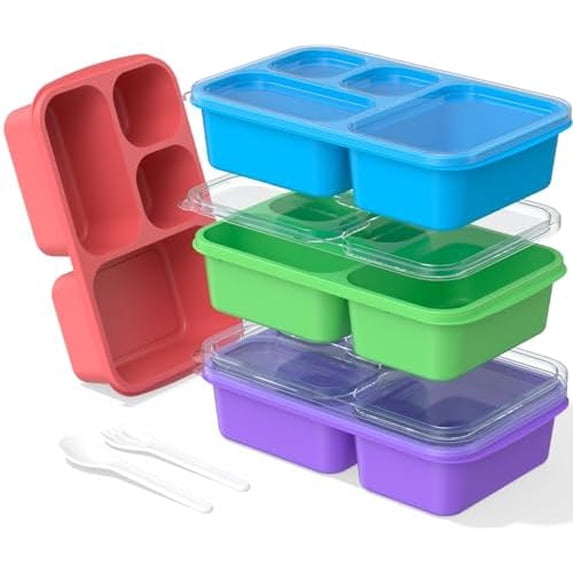 Bento Lunch Box - 4 Pack, 4-Compartment Meal Prep Containers, Adult ...