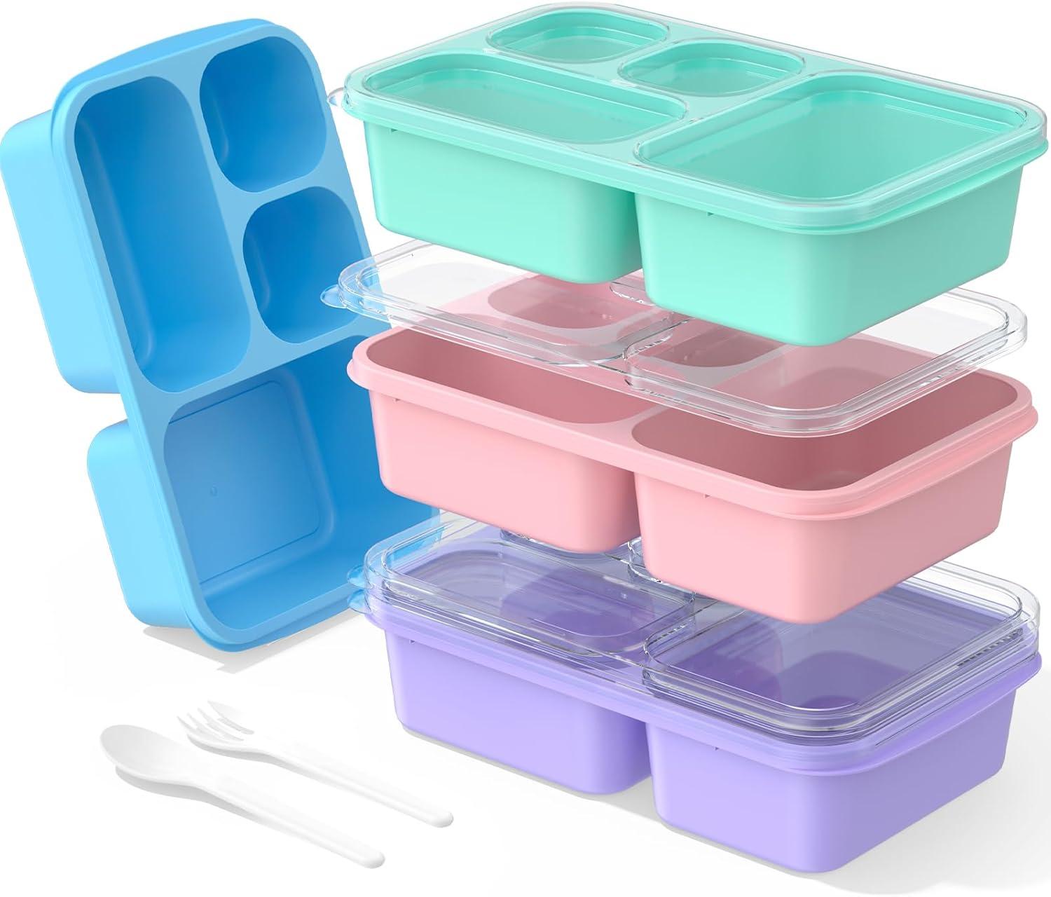 Bento Lunch Box - 4 Pack, Snack Box Containers Meal Prep Container ...