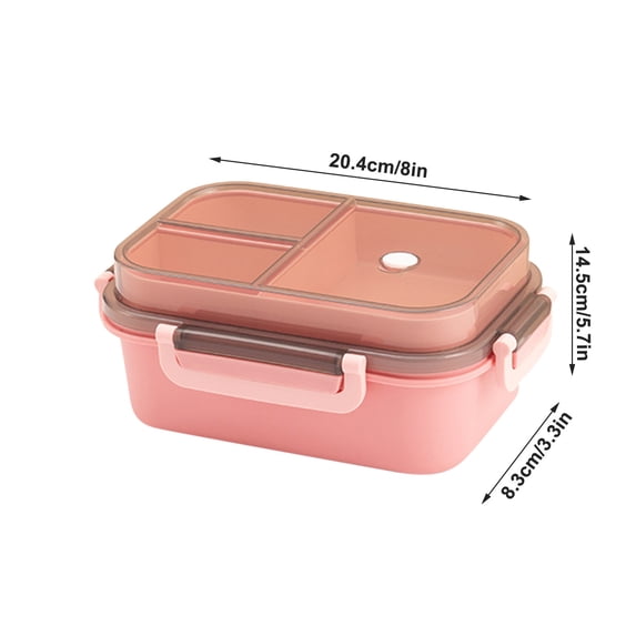 Bento Lunch Box Adult Microwave-Safe Double-Layer Sealed Compartment Design 20.4 cm x 14.5 cm x 8.3 cm Plastic Food Container