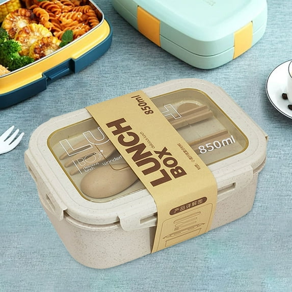 Bento Lunch Box For Adults, Teens Straw Bento Box Popular Lunch Box Plastic Microwave Oven Lunch Box Low Lunch Box For Office Workers