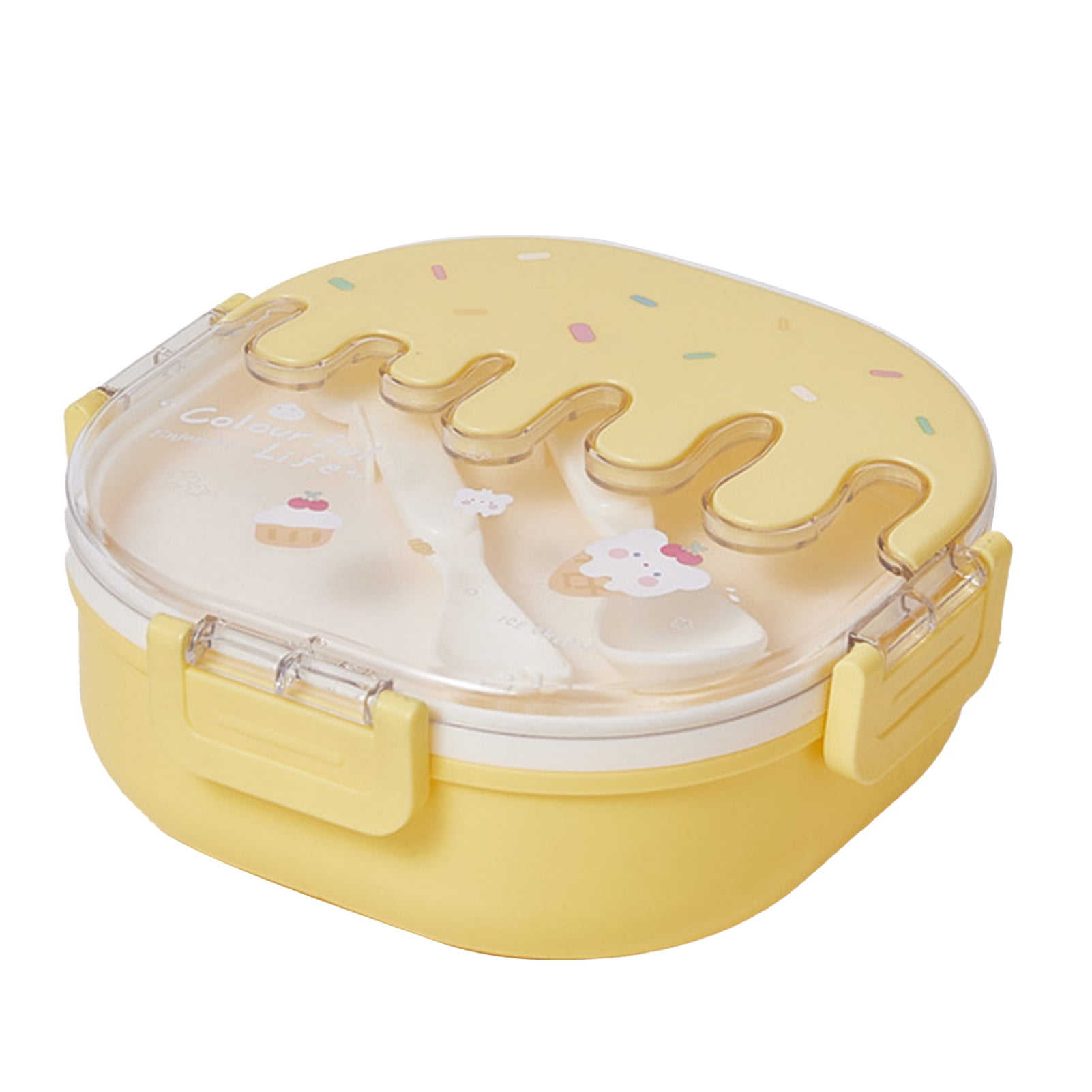 Bento Lunch Box for Kids Adults 3 Compartment Plastic Cute Ice Cream