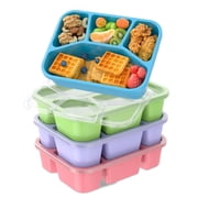 4 Pack Reusable Bento with Transparent Lid 4 Compartment Lunch Box for Kids Adults Microwave Safe Meal Prep Box