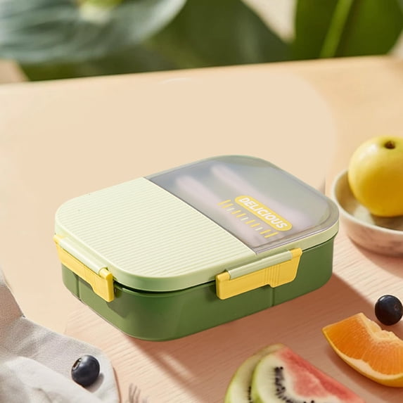 Bento Lunch Box, Plastic Portable Leakproof Lunch Food Containers Set with 4 Compartment for Adults - with Spoon fork Gift for Friends, Family