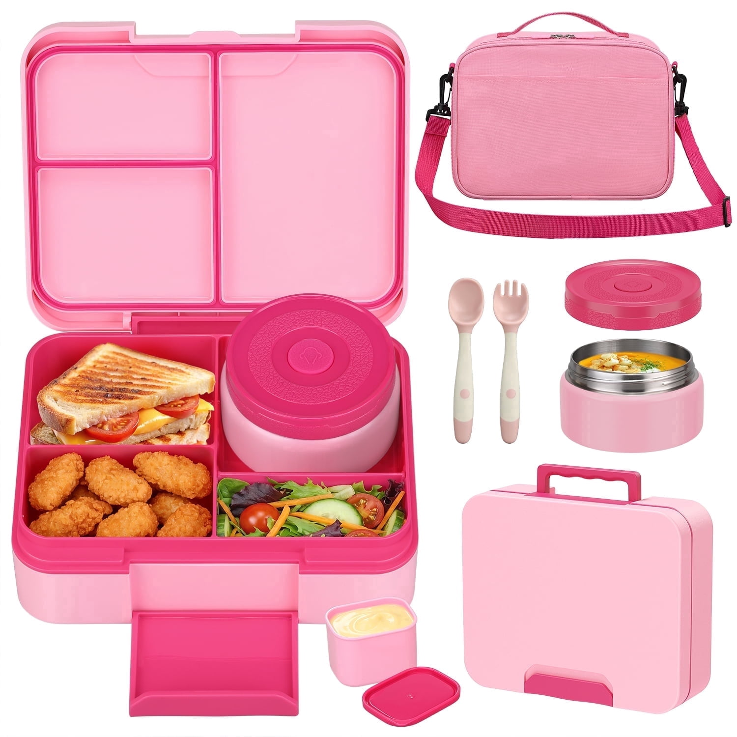 Bento Lunch Box Set for Kids with 9.5oz Soup Thermo Leak-Proof Lunch ...