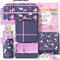 thumbnail image 1 of Bento Lunch Box with 4 Compartments, Insulated lunch Bag, 14oz Stainless Steel Water Bottle, Ice Pack, Utensils Set (Mermaid), 1 of 9