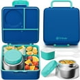 thumbnail image 1 of Bento Lunch Box with 8.5oz Insulated Thermos Food Jar, Utensils & Sauce Jar, 3 or 4 Compartment Container, Nautica Blue, 1 of 7