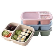 Bento Lunch Boxes - Reusable 3-Compartment Food Containers for School, Work, and Travel