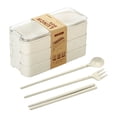 thumbnail image 1 of Bento Lunch box - Wheat Straw Fiber Stackable Bento Box, 3-in1 Compartment, Leakproof lunchbox container, Adult Lunch Box,Reusable On-the-Go Meal and Snack Containers, 1 of 5