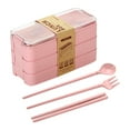 thumbnail image 1 of Bento Lunch box - Wheat Straw Fiber Stackable Bento Box, 3-in1 Compartment, Leakproof lunchbox container, Adult Lunch Box,Reusable On-the-Go Meal and Snack Containers, 1 of 5