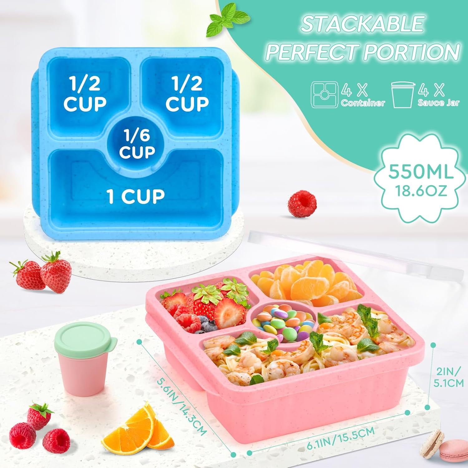 Bento Snack Box Containers For Adults Kids, Lunchable Meal Prep