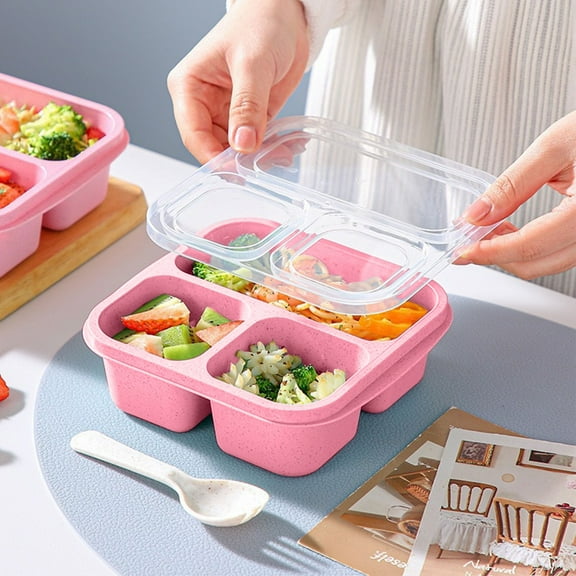Bento Snack Containers 3 Compartment Meal Prep Lunchable Box Reusable Food Storage
