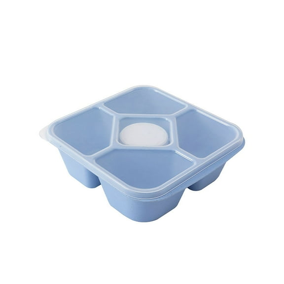 Bento Snack Containers, Reusable 5 Compartment Divided Food Storage Containers, Divided Lunchable Container For School, Work And Travel C-Blue 7.09"L x 6.5"W x 2.17"H