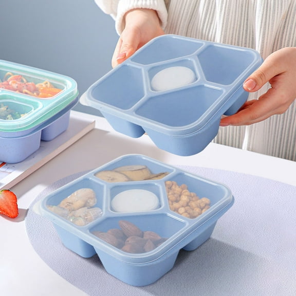 Bento Snack Containers with 5 Compartments, Reusable for Lunchable Meals,, Size 18x16.5x5.5cm