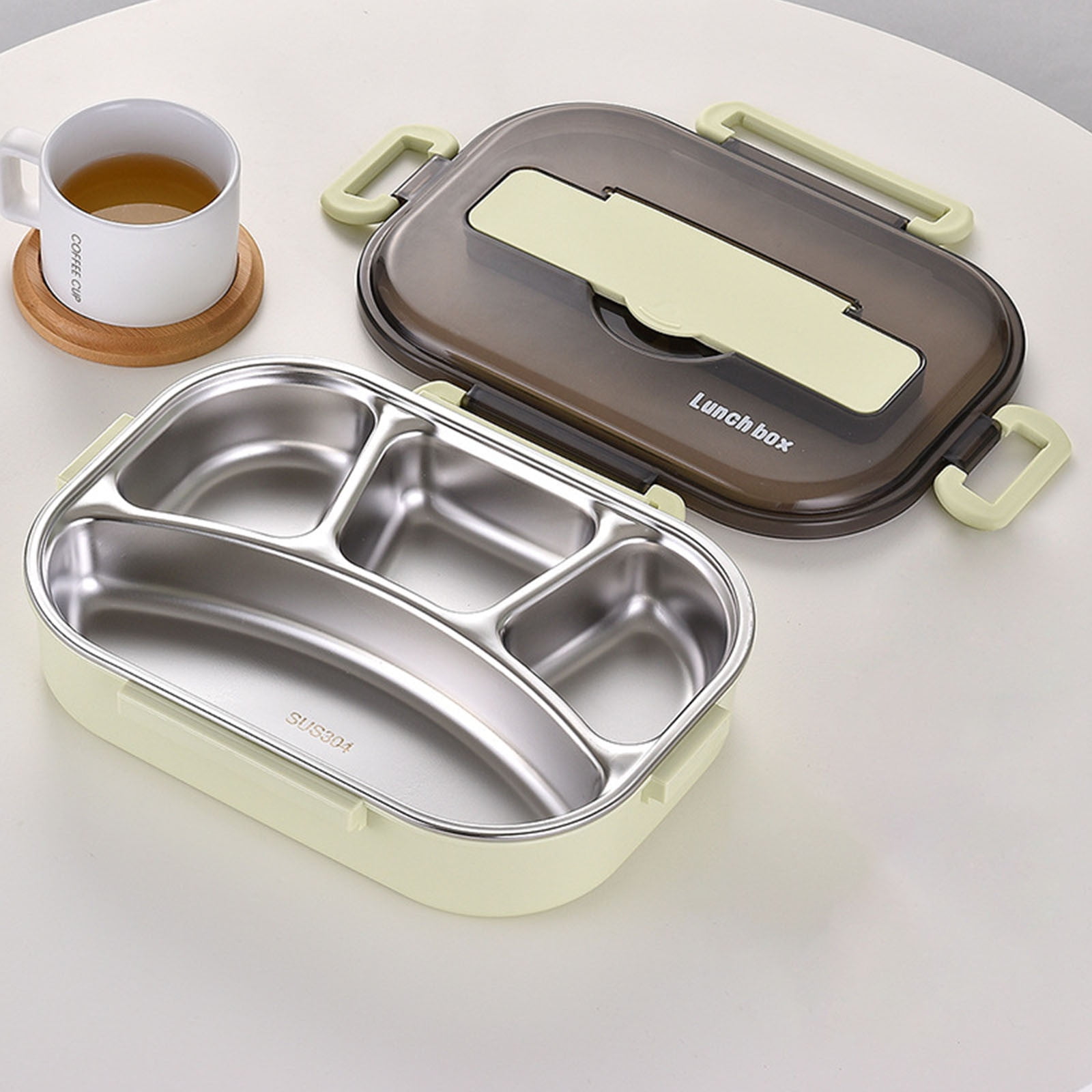 Bento Stainless Steel Lunch Box with Insulation Bag, 4 Cells Portable Thermal Bento Box Lunch Bag for Outdoor, Picnic, Office