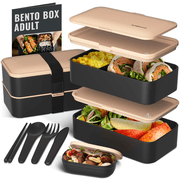 Bentoheaven Premium Bento Box Adult Lunch Box with Compartments for Women & Men, Set of Utensil & Chopsticks & Dip Container, Cute Japanese Kids Bento Lunch Box, Microwavable Bingo Flamingo