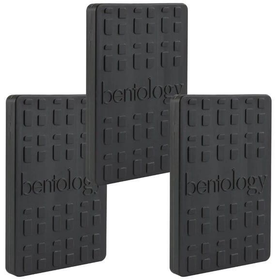 Bentology 3 Pack Slim Reusable Hard Ice Pack for Lunch Box, Bento or Bag - Charcoal - Lightweight Design, Fits Easily - Keep Cool Freezer Cold Packs, Lasts For Hours - Perfect for Kids or Adults!