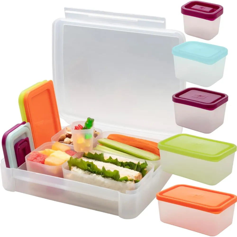 Ruucy Lunch Box Kit, 1400ml Porta Pranzo a 2 Strati, Bento Box Ermetico + Borsa Termica, Schiscetta Pranzo per Ufficio Scuola Adulto Bambini, Contenitore Pranzo Microonde (Nero