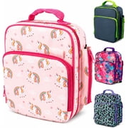 Bentology Insulated Lunch Box w Snack Pocket & Water Bottle Holder-Girls or Kids Unicorn School Lunchbox Tote Keeps Food Hotter or Colder Longer