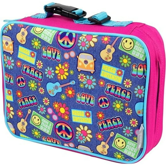 Bentology Lunch Box for Girls- Kids Insulated, Durable Retro Hippie Lunchbox Tote Bag Fits Bento Boxes, Jars/Bottles-Reusable School Lunch Sleeve Keeps Food Hotter or Colder Longer