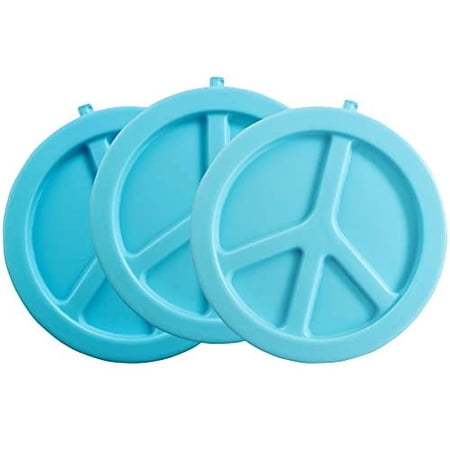 Bentology Reusable Hard Ice Pack for Lunch Box, Bento or Bag (3 Pack Peace Sign) - Keep Cool Freezer Cold Packs, Lasts For Hours - Great for Kids or Adults, Long-Lasting, Slim & Lightweight Design