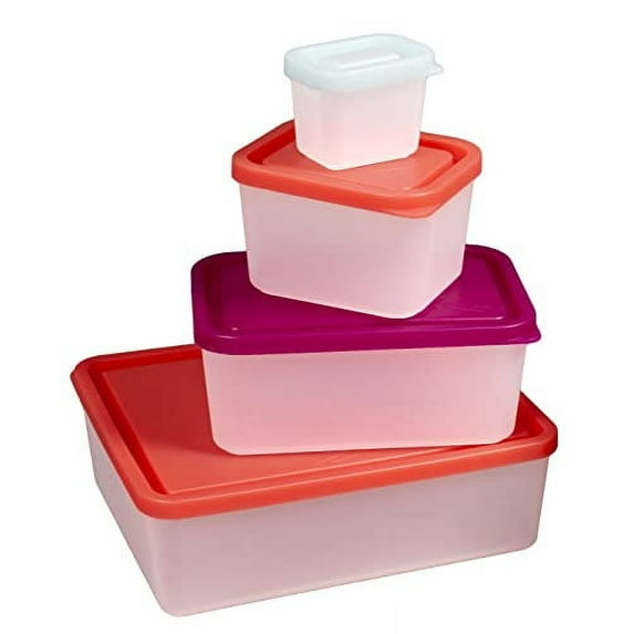 Bentology Reusable Lunch Containers - Fits in Bags & Bento Boxes, Set of 4 Microwave Safe, Meal Prep Stackable Nesting Containers, Pack Food, Snacks & Sauces in Leak Proof Compartments w/ Lids, Easy