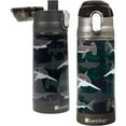 thumbnail image 1 of Bentology Stainless Steel 13oz Insulated Kids Water Bottle w Built In Straw- Easy to Open, Reusable BPA-Free, Fits in Most Lunch Boxes for Boys, Girls, School, Sports, Camp - Shark, 1 of 6