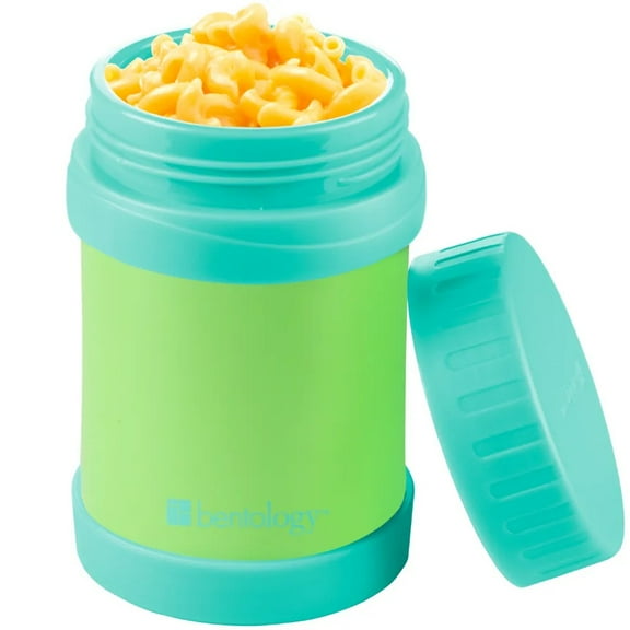 Bentology Stainless Steel Insulated 13oz Lunch Jar Thermos for Kids- Green- Large Leak-Proof Storage for Hot or Cold Food, Soups, Liquids with Wide Mouth- BPA Free for School Lunch Boxes, Bags