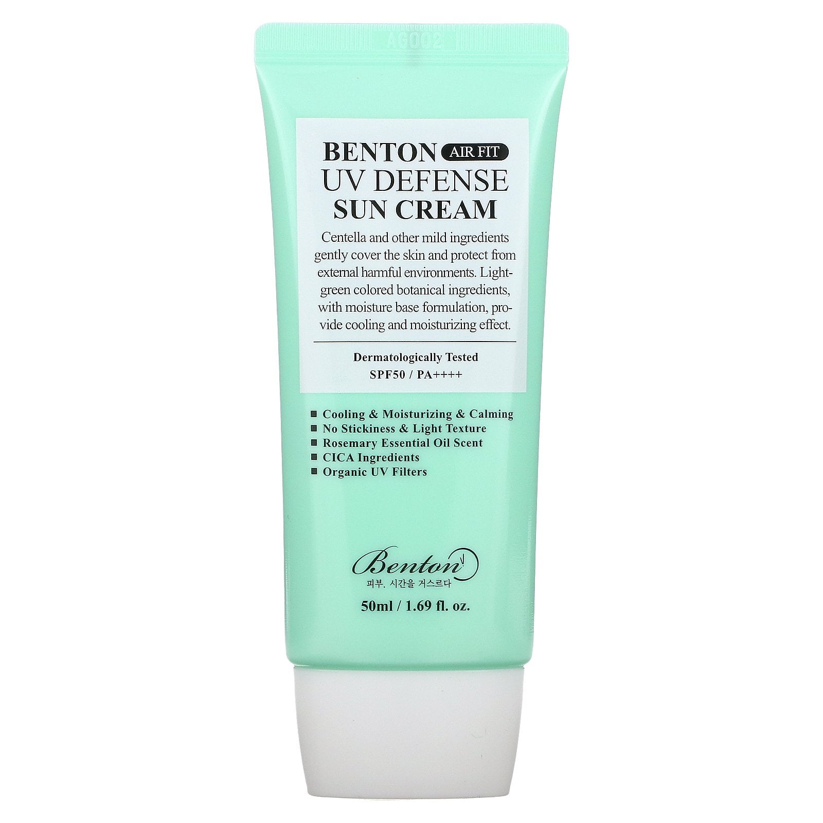 Benton Air Fit UV Defense Sun Cream, SPF 50/PA++++, 1.69 fl oz (50 ml)