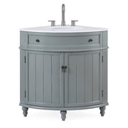 Benton Collection 24" Gray Corner Bathroom Vanity with White Quartz Top