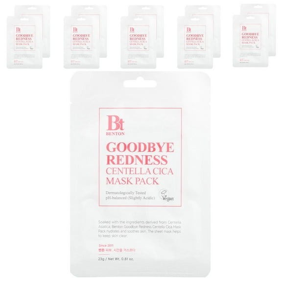 Benton Goodbye Redness Centella Mask Pack, 10 Masks