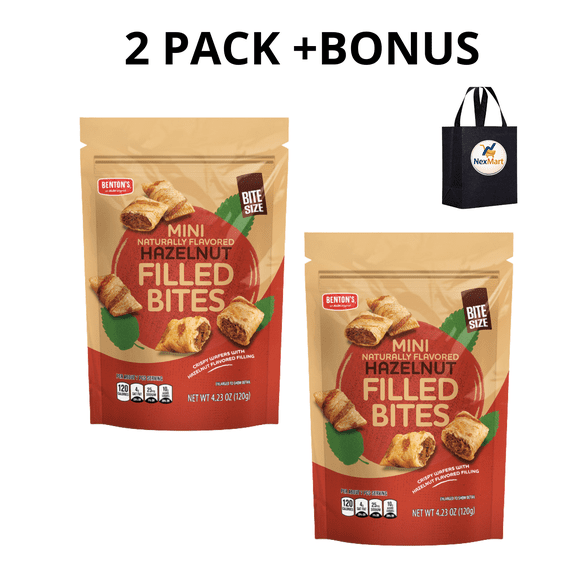 Benton Hazelnut Filled Pastry Bites 4.23 oz 2 Pack + Bonus