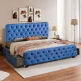 thumbnail image 1 of Benton Park Queen Size Upholstered Storage Bed with 4 Drawers and Adjustable Headboard, Blue, 1 of 6