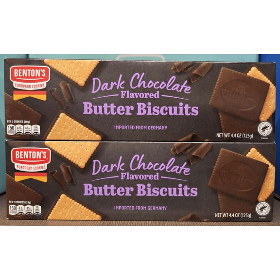 Bentons Dark Chocolate Flavored Butter Biscuits 4.4oz 125g (2 Boxes)