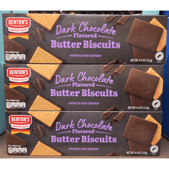 Benton's Dark Chocolate Flavored Butter Biscuits 4.4oz 125g (3 Boxes)