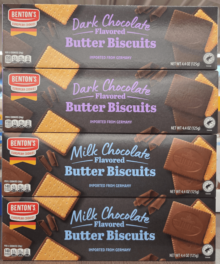 Benton's Dark & Milk Chocolate Flavored Butter Biscuits 4.4oz 125g (4 Boxes)