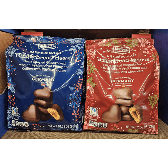 Benton's Dark & Milk Chocolate Gingerbread Hearts 10.58oz 300g (2 Bags)
