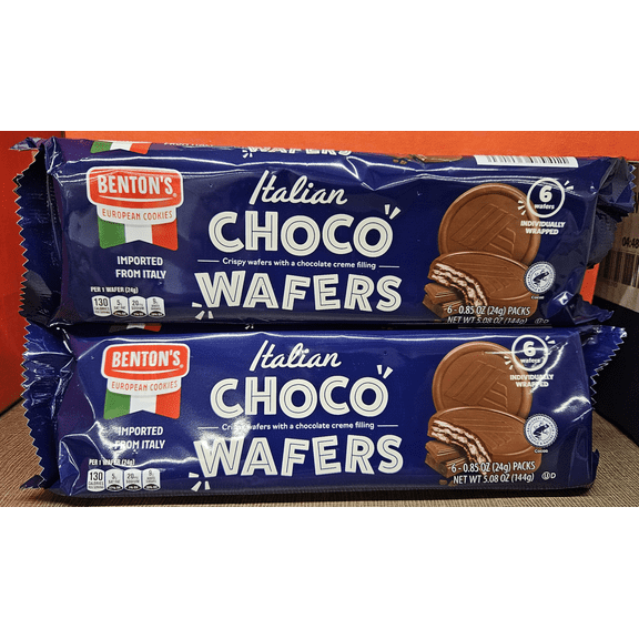 Bentons European Cookies Italian CHOCO Wafers 5.08oz 144g (2 Bags)