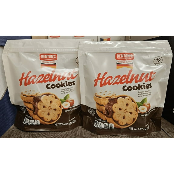 Bentons European Hazelnut Cookies 6.07oz 172g (2 Bags)