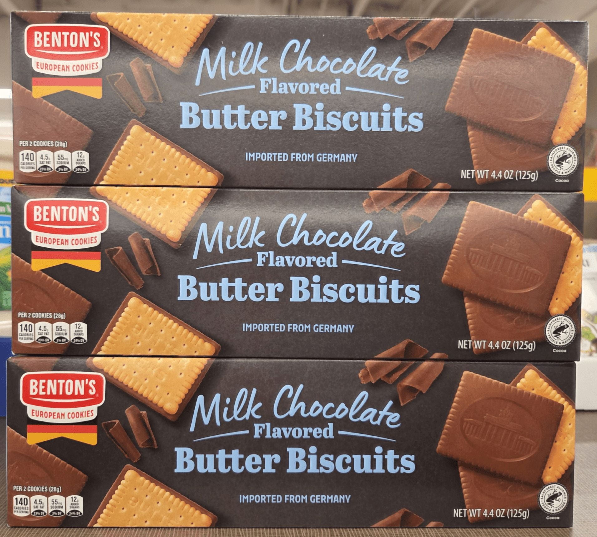 Benton's Milk Chocolate Flavored Butter Biscuits 4.4oz 125g (3 Boxes)