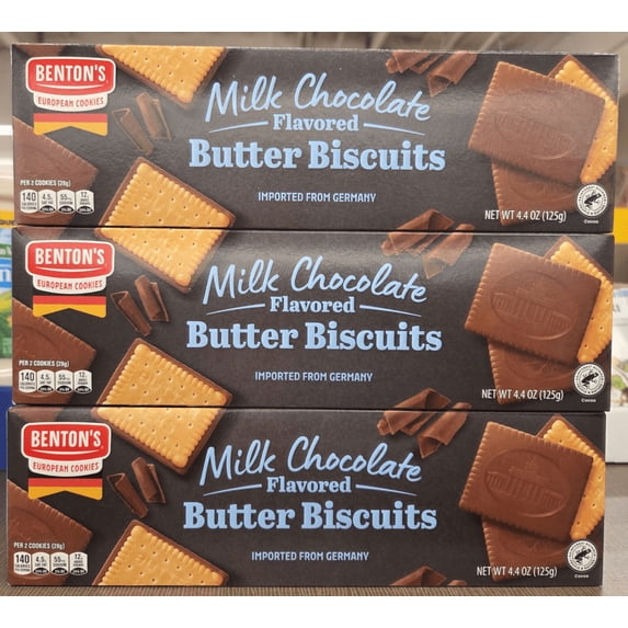 Benton's Milk Chocolate Flavored Butter Biscuits 4.4oz 125g (3 Boxes)