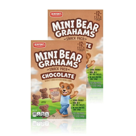 Bentons Mini Cookie Snack IFF17 Packs (2 Boxes, Chocolate Bear Grahams)