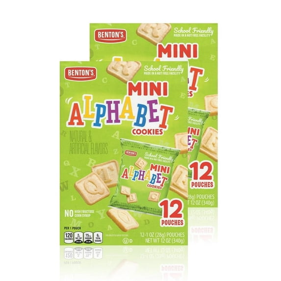 Benton’s Mini Alphabet Cookie Snack Packs – 2 Box Set (MSF2)
